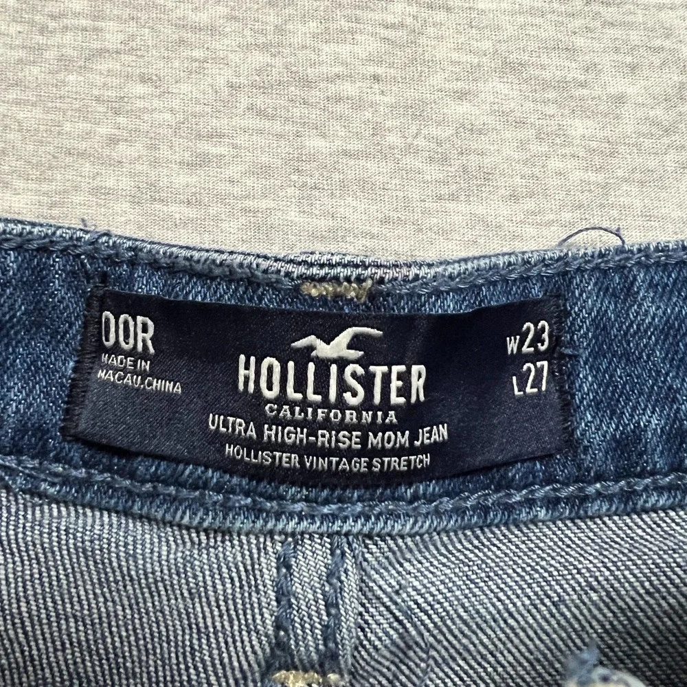 Hollister Jeans Womens 00R 23x27 Ultra High Rise Mom Jean Patchwork‎ Stretch Y2K